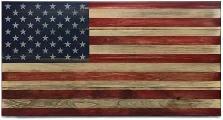 Flags of Valor Legacy Series Wooden American Flag | US Flag Wall Decor, Patriotic Wall Art, Made in USA by Veterans, Ready to Hang, Man Cave Room Decor for Men (Large, 22″H x 42″W)