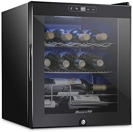 Schmecke 12 Bottle Compressor Wine Cooler Refrigerator w/Lock | Large Freestanding Wine Cellar | 41f-64f Digital Temperature Control Wine Fridge For Red, White, Champagne or Sparkling Wine – Black