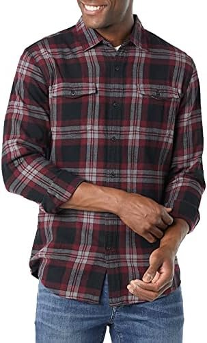 Amazon Essentials Men’s Slim-Fit Long-Sleeve Two-Pocket Flannel Shirt