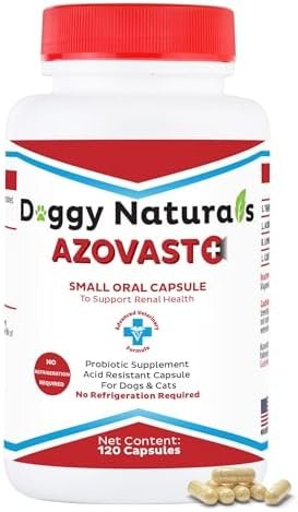 Azovast Plus Kidney Health Supplement for Dogs & Cats, 120ct – NO Refrigeration Required – Help Support Kidney Function & Manage Renal Toxins – Renal Care Supplement Capsule(U.S.A) (120 Caps)