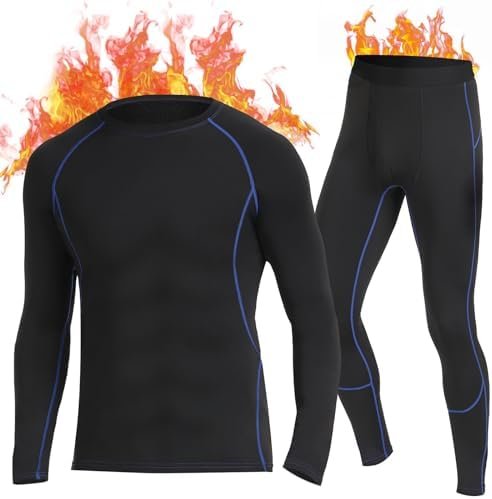 SIMIYA Thermal Underwear Set for Men Long Johns with Fleece Lined Base Layer for Workout Skiing Running Hiking