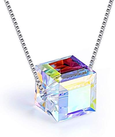 PLATO H S925 Sterling Silver Necklace Cubic Crystals Pendant Necklace for Women Allergy Free Unique Jewelry Gifts with Exquisited Gift Box Mothers Day Gifts