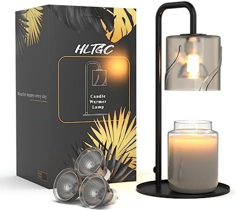 HLTGC Candle Warmer Lamp, with 3 Bulbs,Timer & Dimmer,Compatible with Large Yankee Candle Jars,for Jar Candles,Electric Top Candle Melter,110-120v，(Black)