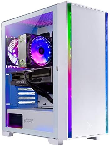 Skytech Gaming Shiva Gaming PC Desktop – AMD Ryzen 5 5600X 3.7 GHz, NVIDIA RTX 4060 Ti, 1TB NVME SSD, 16GB DDR4 RAM 3200, 600W Gold PSU, 11AC Wi-Fi, Windows 11 Home 64-bit,White