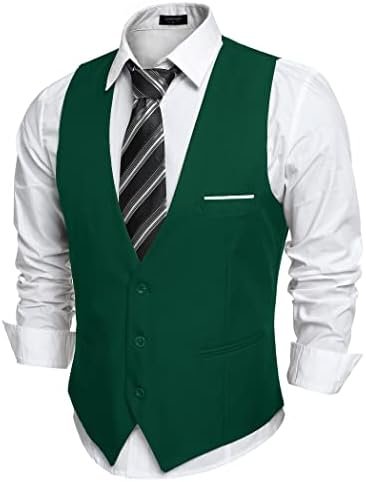 COOFANDY Men’s Casual Business Suit Vest Slim Fit Formal Dress Waistcoat Vest