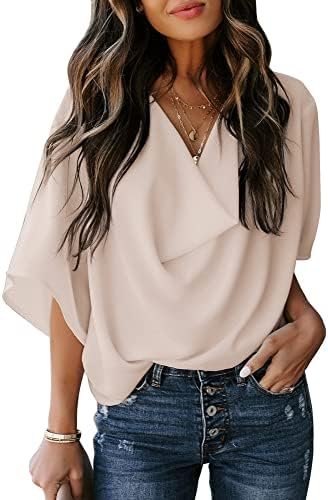 Dokotoo Tops for Women Long Sleeve Blouses for Women Fashion 2024 Apricot