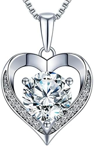 Heart Pendant Necklace Gifts for Wife, Engraved ‘I LOVE YOU’ Gift for Wife Girlfriend, 1-3 carat Moissanite D Color (VVS1) , Anniversary Eternity Jewelry Present for Wife, Birthday Gifts for Women Wife Girlfriend Girls Her