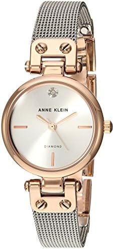 Anne Klein Women’s Diamond-Accented Mesh Bracelet Watch