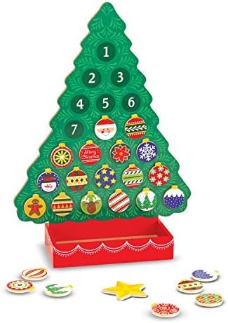 Melissa & Doug Countdown to Christmas Wooden Advent Calendar – Magnetic Tree, 25 Magnets , Orange
