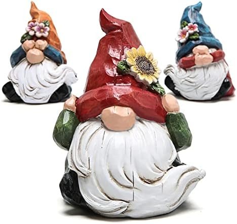 Hodao Spring and Summer Gnomes Statues Decor Gnomes Statues See no Evil Speak no Evil Hear no Evil Table Decorations Handmade Gnomes Dwarf Scandinavian Home Decorations Garden Gnomes Decor
