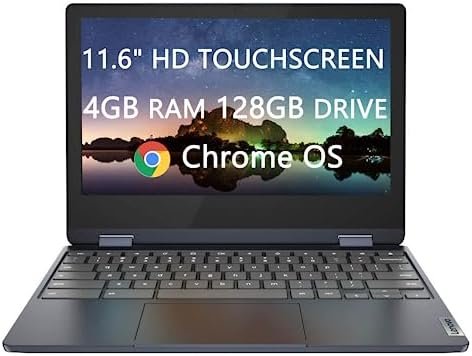 Lenovo Flex 3 Chromebook 11.6” HD Touch-Screen Laptop, MediaTek MT8183, Up to 2.0GHz, 8-core, 4GB RAM, 128GB(64GB SSD+64GB Card), Wi-Fi, Light-Weight, Webcam, USB-C, Chrome OS, Blue (82KM0003US)