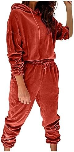 Oggfader Womens 2 Piece Tracksuit Sets Sweatsuits Velour Pullover Hoodie Drawstring Sweatpants Jogging Suits Outfits