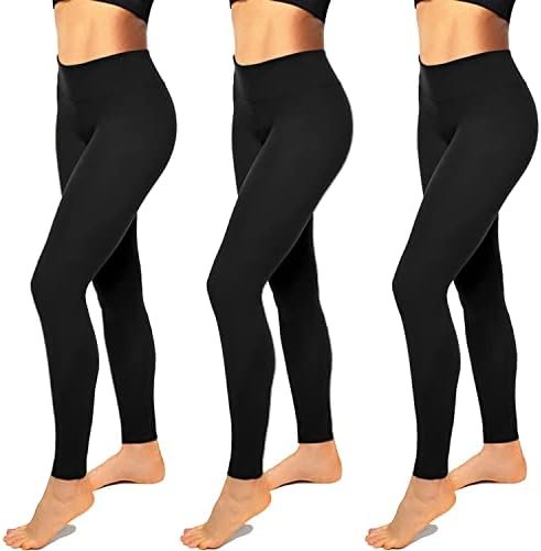 High Waisted Leggings for Women No See-Through-Soft Athletic Tummy Control Black Pants for Running Yoga Workout