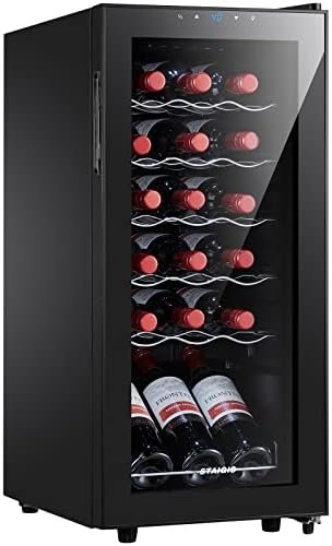 STAIGIS 18 Bottle Compressor Wine Cooler Refrigerator, Small Freestanding Wine Fridge for Red, White and Champagne, Mini Fridge with 40-66F Digital Temperature Control Glass Door