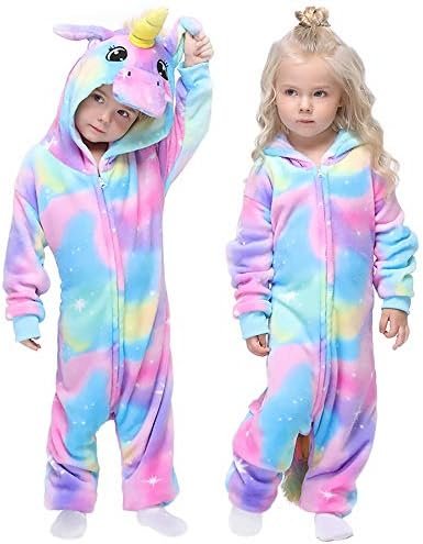 Easuit Rainbow Unicorn Onesie Pajamas Animal Costume Halloween Cosplay for Kids