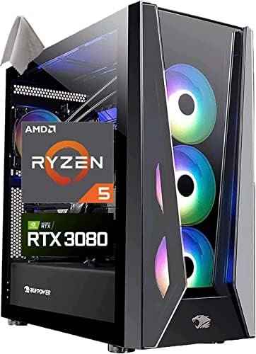 iBUYPOWER Trace MR 10GB GDDR6X VR Ready Gaming Desktop Computer,Ryzen5 5600X, GeForce RTX 3080 10GB Graphic,32GB DDR4 Memory, 1TB PCIe SSD,WiFi Adapter,Windows 10 Home,Bundle with 1 HDMI Cable