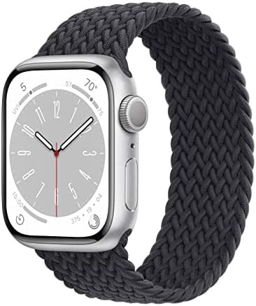 Apple Watch Series 8 (GPS, 41MM) – Silver Aluminum Case with Midnight Braided Solo Loop (Renewed)