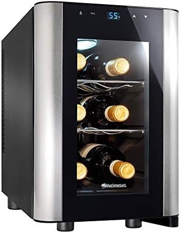 Wine Enthusiast 6-Bottle Countertop Wine Cooler – Mini Fridge for Kitchen with 3 Shelves, Adjustable Temperature Control, & Energy Efficient Cooling Beverage Refrigerator
