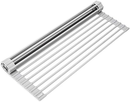 Surpahs Over The Sink Multipurpose Roll-Up Dish Drying Rack (Warm Gray, 17.5″ x 13.1″ – Small)