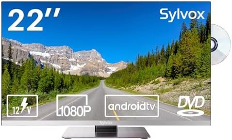 SYLVOX RV TV, 22 inches 12/24V TV for RV 1080P Full HD Smart TV, Built-in APP Store, Support WiFi Bluetooth, Small Android TV for Car Home Camper Truck Boat(Limo Series, 2023)