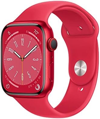 Apple Watch Series 8 (GPS + Cellular, 45MM) – Red Aluminum Case with Red Sport Band, M/L (Renewed Premium)