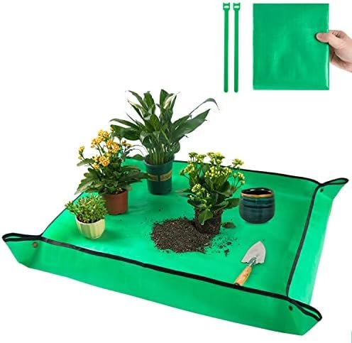 Onlysuki 39.5″ X 31.5″ Large Repotting Mat for Indoor Plant Transplanting and Dirt Control Portable Potting Tray Plant Gifts for Plant Lovers Gardening Gifts for Women & Men