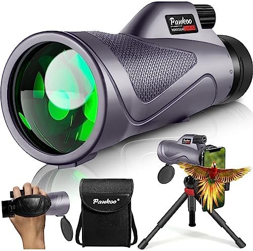 12×60 Purple Monocular Telescope High Powered with Smartphone Adapter Tripod and Portable Bag, Larger Vision Monoculars for Adults with BAK4 Prism & FMC Lens, Suitable for Bird Watching Hiking Travel