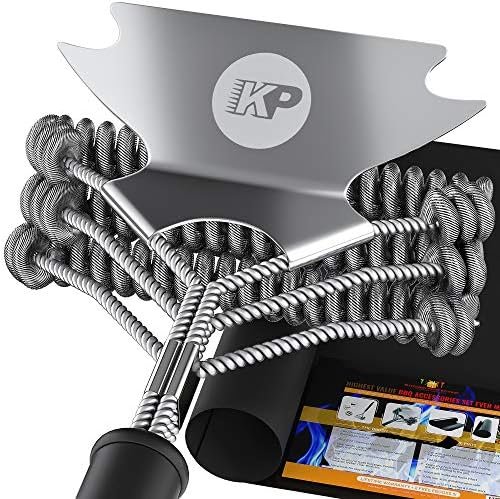 KP 3 in 1 Dream Set- Safe Grill Cleaning Kit – Bristle Free Grill Brush for Outdoor Grill w/Grill Scraper +Heavy Duty Grill Mat|Best BBQ Brush for Grill Cleaning | Grill Accessories for All Grills