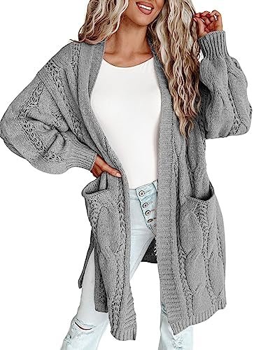 Dokotoo Long Cardigans for Women Open Front Long Sleeves Lightweight Fall Sweaters with Pockets