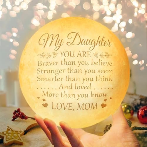 Christmas Gifts For Daughter, Engraved Moon Lamp Night Light, To My Daughter Birthday Gifts For Her, Mother And Daughter, Adult Daughter Gifts From Mom, Christmas Decorations Indoor, Gifts For Women
