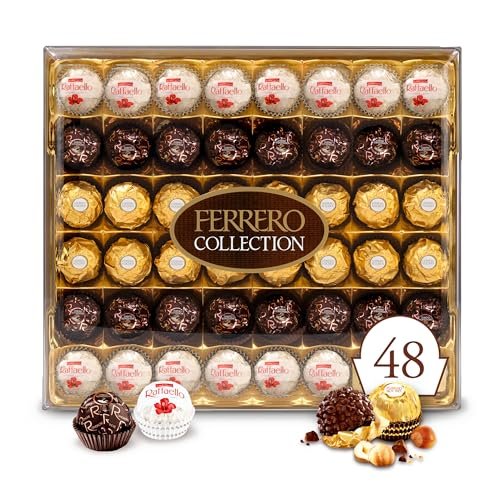 Ferrero Rocher Collection, 48 Count, Gourmet Assorted Hazelnut Chocolate and Coconut, Valentine’s Chocolate, 18.2 oz