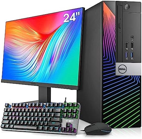 Dell Gaming PC and Monitor Bundle,Desktop Computers,Intel i7-6700 3.4GHz,16GB Ram 512GB SSD, NVIDIA GeForce GT 1030 2GB DDR5, New 24 Inch Monitor, Built-in WiFi Bluetooth, Windows 10 Pro (Renewed)