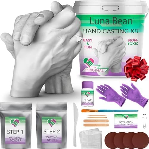 Luna Bean Hand Casting Kit – Hand Mold Kit Couples Gifts – Christmas Gifts for Women, Mom – Gifts for Her, Him – Unique Anniversary & Bridal Shower Gifts, Wedding, Engagement, Grandma Gifts