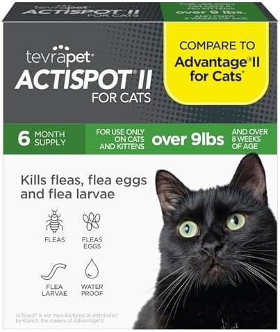 TevraPet Actispot II Flea Treatment for Large Cats 9+ lbs | 6 Doses | Powerful Prevention and Control