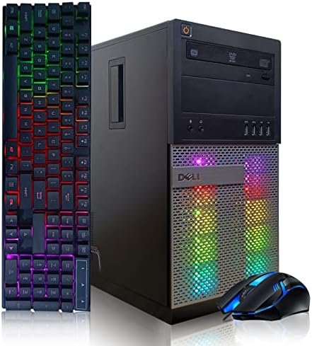 Dell Gaming PC Desktop Computer – Intel Quad I5 up to 3.6GHz, GeForce GTX 1650 4G GDDR5, 32GB Memory, 128G SSD + 3TB, RGB Keyboard & Mouse, DVD, WiFi & Bluetooth 5.0, Win 10 Pro (Renewed)