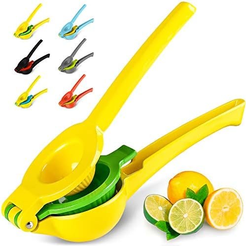 Zulay Metal 2-In-1 Lemon Squeezer Manual – Sturdy, Max Extraction Hand Juicer Lemon Squeezer Gets Every Last Drop – Easy to Clean Manual Citrus Juicer – Easy-to-Use Lemon Juicer Squeezer-Yellow/Green