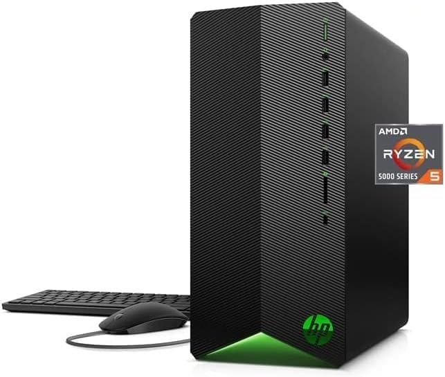 2022 Newest HP Pavilion Gaming Desktop, AMD 6-Core Ryzen 5 5600G Processor(Beat i7-10700K), AMD Radeon RX 5500, 16GB RAM, 256GB NVMe SSD, Win 11 Home + HDMI Cable (AMD RX5500 | 16GB | 256GB)