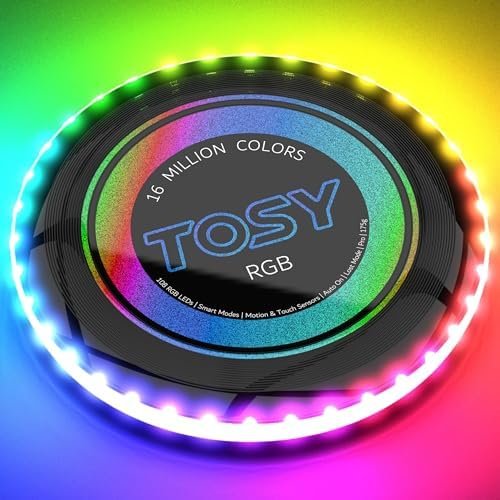 TOSY Flying Disc – 16 Million Color RGB or 36 or 360 LEDs, Extremely Bright, Smart Modes, Auto Light Up, Rechargeable, Cool Fun Christmas, Birthday & Camping Gift for Men/Boys/Teens/Kids, 175g frisbee