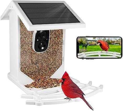 Bird Feeder with Camera Smart Bird Feeder Camera Wireless Outdoor-AI Identify Birds-Motion Activated Birdwatching Camera 1080P HD Video Live-Solar Powered Bird House Camera for Outside-Ideal Gifts