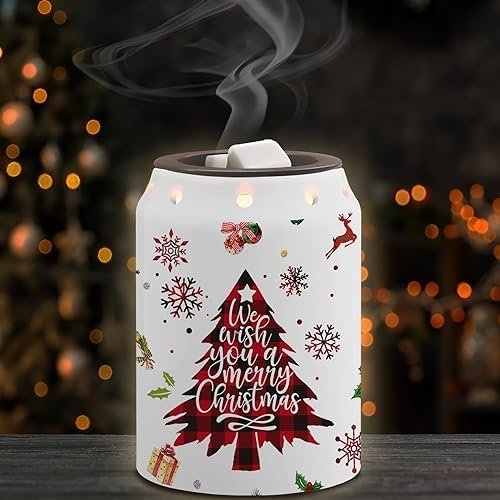 Christmas Wax Melt Warmer, Christmas Decor Tree Ceramic Wax Melt Warmer for Scented Wax Scent Oil Candle Christmas Decorations Gifts Electric Scentsy Wax Warmer for Living Room Kitchen Bathroom