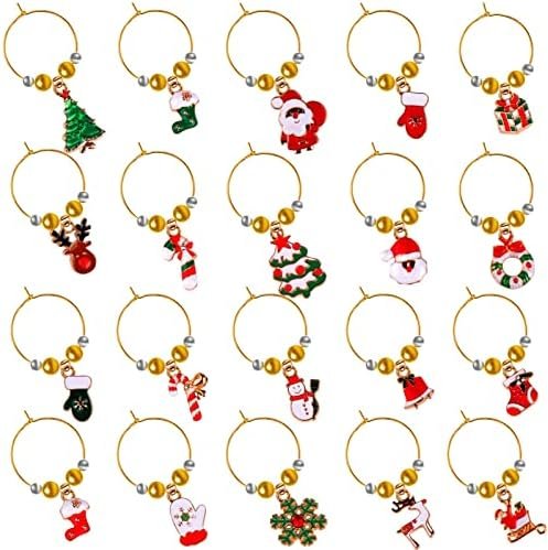 AIERSA Wine Glass Charms for stem glasses, Wine Charms Drink Markers, Funny Wine Glass Identifier Tags With Gold Rings for Party Decorations Alleviating Mixup