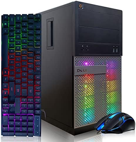 Dell RGB Gaming PC Desktop Computer – Intel Quad I7-4770 up to 3.9GHz, Radeon RX 580 8G GDDR5, 16GB Memory, 256G SSD + 3TB, RGB Keyboard & Mouse, WiFi & Bluetooth 5.0, Win 10 Pro (Renewed)