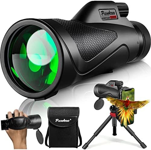 Pankoo 12×60 Monocular Telescope High Powered with Smartphone Adapter Tripod and Portable Bag, Larger Vision Monoculars for Adults with BAK4 Prism & FMC Lens, Suitable for Bird Watching Hiking Travel