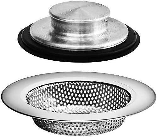 2PCS – Kitchen Sink Drain Strainer and Anti-Clogging Stopper Drainer Set for Standard 3-1/2 Inch