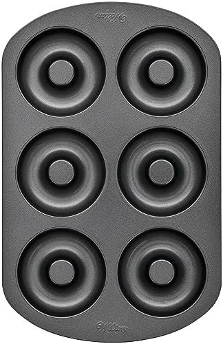 Wilton 6-Cavity Doughnut Baking Pan, Makes Individual Full-Sized 3 3/4″ Donuts or Baked Treats, Non-Stick and Dishwasher Safe, Enjoy or Give as Gift, Metal (1 Pan)