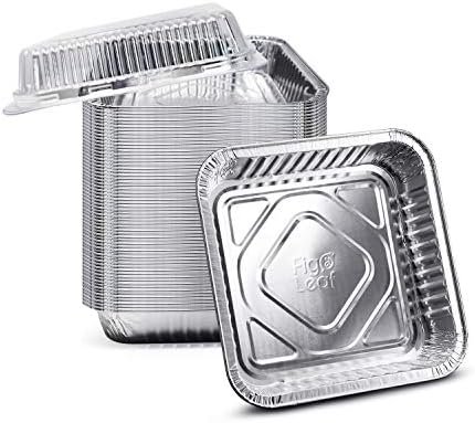 (35 Pack) 8” x 8” Square Baking Cake Pans with Plastic Dome Lids | Heavy Duty l Disposable Aluminum Foil Tins l Portable Food Containers l Perfect for Roasting Oven Toaster Cooking