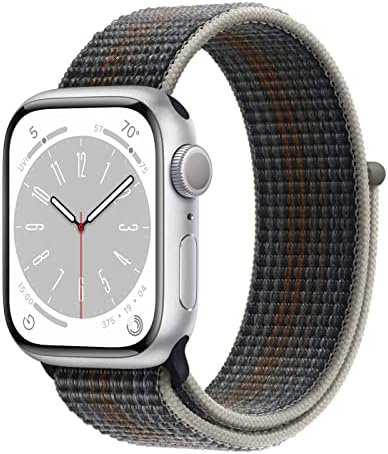 Apple Watch Series 8 (GPS, 41MM) – Silver Aluminum Case with Midnight Sport Loop (Renewed)