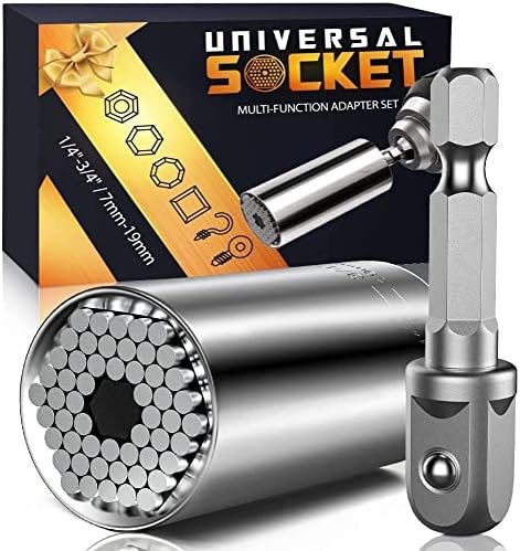 Super Universal Socket Tools Gifts for Men – Christmas Stocking Stuffers for Men Grip Socket Set with Power Drill Adapter Cool Stuff Ideas Gadgets for Men Birthday Gifts for Dad Women Husband (7-19mm)