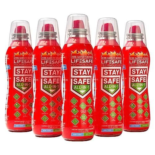 LifeSafe Technologies StaySafe All-in-1 Fire Extinguisher, 5-Pack | for Home, Kitchen, Car, Garage, Boat | The Best Compact Extinguisher That Tackles 10 Types of fire