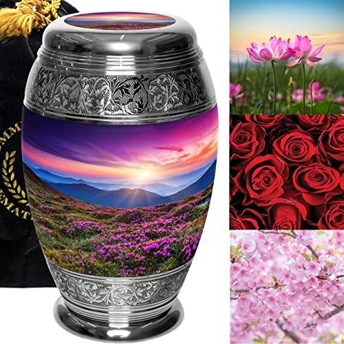 Heaven on Earth Cremation Urns for Human Ashes Adult Female for Funeral, Burial & Home – Urns for Human Ashes Adult Large, Med, Small & XL Urns for Mom & Urns for Women Sunset Urns and Purple Urns